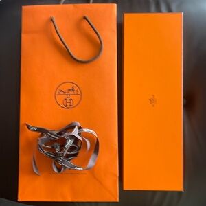 Hermes Tie Box, Bag and Ribbon